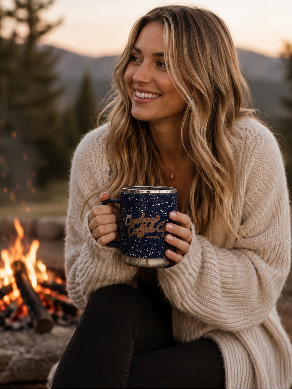 NEW Cowboy Coffee Co. Jackson Hole Speckled Navy Travel Mug - Picture 8 of 8